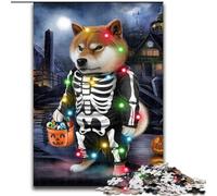 Puzzle 1000 pièces Shiba Inu en Costume de tête de Mort, Taille 50x75cm, idéal pour Les Amoureux, idéal pour Noël, Le Nouvel an ou la Saint-Valentin.