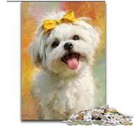 Puzzle 1000 pièces Shih Tzu Blanc, Jeu interactif Familial pour Adultes, Cadeau Stimulant pour Les Cerveaux, 26x38cm