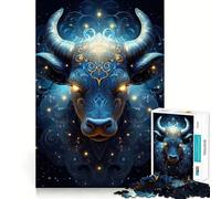 Puzzle 1000 pièces Signe du Zodiaque Taureau pour Adultes Jeu de logique Puissant Anti-anxiété Bords Transparents pour Les fêtes 38x52cm