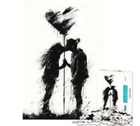 Puzzle 1000 pièces Silhouette Baiser avec Cœur Jeu addictif pour cultiver la Patience Décoration Amusante Cadeau d'anniversaire Parfait (Dimensions 38x52cm)