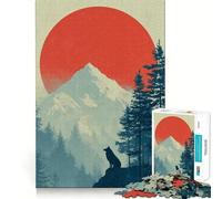 Puzzle 1000 pièces Silhouette de Loup dans Un Paysage de Montagne,idéal pour Adultes Assemblage Solide,pièces Non détachables,Cadeau Unique pour soulager Le Stress (50x75cm)