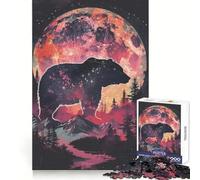 Puzzle 1000 pièces Silhouette d'ours Galaxie Adolescents Développe Les compétences cognitives, Source de détente et de Plaisir Coffret Solide Cadeau de Noël Artistique (38x52cm)