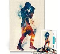 Puzzle 1000 pièces Silhouette Galaxie Boxe Découpe précise Jeu de logique et d'adresse Jeu de détente Décoration de Noël (38x26cm)