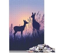 Puzzle 1000 pièces Silhouettes de Cerfs au Coucher du Soleil pour Adultes, Cadeau d'halloween, Jouets éducatifs et éducatifs, 1000 pièces (38 x 26 cm)