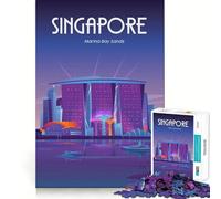 Puzzle 1000 pièces Singapour Marina Bay Sands Découpe Impeccable Jeu de logique Amusant et Gratuit Activité d'anniversaire (50x75cm)