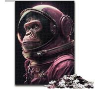 Puzzle 1000 pièces Singe Astronaute Rose en Bois, activité Amusante à Faire à la Maison 50x75cm, Jeu de réflexion pour Adolescents, pour Les fêtes