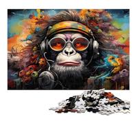 Puzzle 1000 pièces Singe coloré en Carton pour Adultes, Casse-tête Stimulant à Faire soi-même, Jeu Familial idéal ou Cadeau décoratif 26x38cm / 10,23x14,96 Pouces