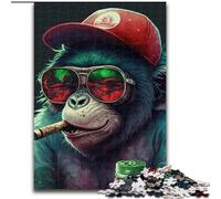 Puzzle 1000 pièces Singe Fumeur en Bois, activité Amusante à Faire à la Maison 50x75cm, Jeu de réflexion pour Adolescents, pour Les fêtes