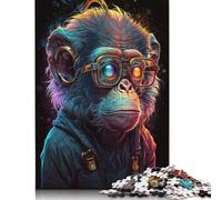 Puzzle 1000 pièces Singe Portant des Lunettes pour Adultes Puzzle Cadeau d'halloween en Papier Puzzles pour Adultes pour s'amuser en Famille et Jouer Le Soir 1000 pièces (75x50cm)