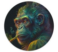 Puzzle 1000 pièces Singe Rond, décoration Artistique à Faire soi-même, Cadeau d'anniversaire idéal, 67,5 x 67,5 cm