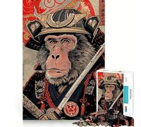 Puzzle 1000 pièces Singe Samouraï pour Adolescents, Jeu Intelligent, Jeu de Groupe, Assemblage d'image, décoration Murale (38x52cm)