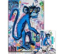 Puzzle 1000 pièces Singe Style Basquiat Puzzles 1000 pièces pour Adolescents Anti-Stress Défi Difficile Améliorer l'amour Entre Les Couples 38x26cm