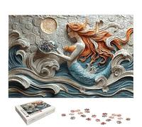 Puzzle 1000 Pièces Sirène, Puzzle 1000 Pièces pour Adultes et Enfants à Partir de 14 Ans, Mer Puzzles Bois avec Une Boîte d'Emballage Exquise, Décoration Murale, Idee Cadeau Femme, Cadeau Homme, -5910