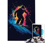 Puzzle 1000 pièces Skieur en Mouvement Défi d'intelligence cérébrale Jouet addictif Jeu Impossible Anti-Stress Idée Cadeau (Dimensions 75x50cm)