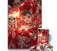 Puzzle 1000 pièces Skull Anime Girl pour Adolescents, Jeu Stimulant, idéal comme Cadeau pour Toute la Famille (38x26cm)