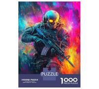 Puzzle 1000 Pièces Skull Soldier Neon Warfare -1 Puzzles pour Adultes, Jouets Anti-Stress, Cadeaux pour Femmes, Cadeaux d'anniversaire Uniques 38x26cm/1000pcs