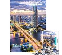 Puzzle 1000 pièces Skyline de Bangkok Thaïlande Jeu de réflexion pour Adultes Idéal pour se détendre Pendant Les Vacances pour Un Anniversaire ou Noël (Dimensions 38x52cm)
