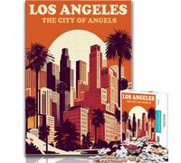 Puzzle 1000 pièces Skyline de Los Angeles pour Adultes, Jouets éducatifs et éducatifs, Jeux familiaux avec Affiche et fiche de Questions-réponses Assorties 50x75cm