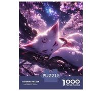Puzzle 1000 Pièces Sleeping Kitsune in Cherry Blossoms Puzzle Adulte, Casse-tête, Découpe De Précision, Cadeau Unique pour Anniversaire Et Noël 70x50cm/1000pcs