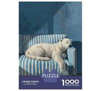 Puzzle 1000 Pièces Sleeping Polar Bear on Striped Couch Puzzles pour Adolescents : Améliorent La Mémoire, Défi Éducatif, Cadeaux pour Les Amis Et La Famille 70x50cm/1000pcs