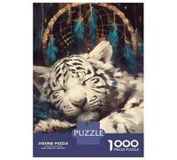 Puzzle 1000 Pièces Sleeping White Tiger Dreamcatcher Puzzles pour Adultes, Jeu Familial, Améliore La Mémoire, Offrez-Les en Cadeau À Toute La Famille 38x26cm/1000pcs