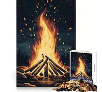 Puzzle 1000 pièces Soirée Autour du feu de Camp pour Adolescents,idéal pour développer la mémoire,se divertir en Toute simplicité,Bords Nets,Cadeau de Saison (50x75cm)