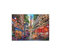 Puzzle 1000 pieces Soiree Romantique a Paris - Colle Fix incluse - Tableau Art Peinture, Tour Eiffel - Puzzle