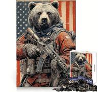 Puzzle 1000 pièces Soldat Ours Américain Jeu de logique pour Adultes Loisirs agréables Bords Nets (50x75cm)