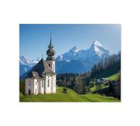 Puzzle 1000 Pièces，Sommet du Watzmann enneigé et Maria Gern, Berchtesgadener Land，Jouets De Décompression Éducatifs Et Intellectuels, Jeux Familiaux Amusants pour Enfants-O25