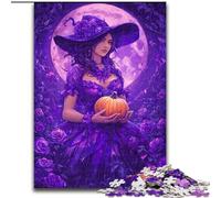Puzzle 1000 pièces Sorcière Citrouille Puzzle 1000 pièces Convient pour Les Anniversaires, Halloween, Thanksgiving, Pâques (Taille 50x75cm)