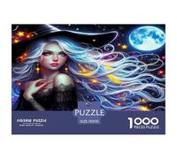 Puzzle 1000 Pièces Sorcière Difficile - Sorcière aux Cheveux de Nébuleuse Cosmique pour Hommes et Femmes, Cadeau et Décoration Murale 70x50cm