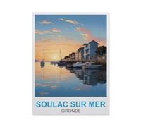 Puzzle 1000 Pièces,Soulac sur Mer Gironde Affiches De Voyage Vintage,3D Adultes Papier Jouets Éducatifs Meilleur Cadeau d'anniversaire Garçons Filles(50x70cm)-AR73
