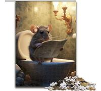 Puzzle 1000 pièces Souris lisant Un Journal Puzzle 1000 pièces Cadeau de Noël Adolescent Réduction du Stress Cadeau Unique et Cool pour la Famille (Taille 50x75cm)