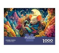 Puzzle 1000 Pièces Souris Romantiques, 52x38 cm, À partir de 12 Ans, Décoratif et Difficile Paire de Souris Amoureuses pour Adultes et Enfants