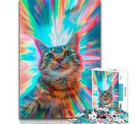 Puzzle 1000 pièces Space Cat pour Adultes et Adolescents, Jeu éducatif, Jouet de défi, décoration Murale, Cadeaux d'anniversaire et de Noël Uniques (38x26cm)