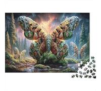 Puzzle 1000 pièces Sphinx du ver à Soie Carton Solide Insectes Paysage forestier Difficile Détente Décompression Décoration Murale 52x38cm