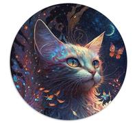 Puzzle 1000 pièces Spirit Cat, Puzzle Rond de 1000 pièces pour Adultes, Design Complexe pour Adolescents, décoration DIY et Divertissement Stimulant (67,5x67,5cm)