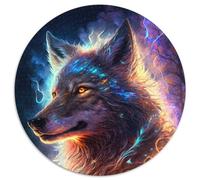 Puzzle 1000 pièces Spirit Wolf, Puzzle Rond 1000 pièces, Casse-tête Stimulant pour Adolescents, Jeu interactif Familial 1000 pièces (67,5x67,5cm)