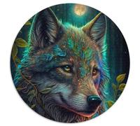 Puzzle 1000 pièces Spirit Wolf, Puzzle Rond 1000 pièces, décoration idéale pour la Maison ou Le Bureau, Cadeau de Noël idéal (1000 pièces, 67,5x67,5cm)