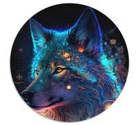 Puzzle 1000 pièces Spirit Wolf, Puzzle Rond 1000 pièces pour Adultes, détente et défi, décoration d'intérieur colorée, pour Les Amis, 1000 pièces (67,5x67,5cm)