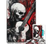 Puzzle 1000 pièces Squelette Jouant de la Guitare pour Adultes et Adolescents, Aide Le Cerveau à exercer des Jouets addictifs pour cultiver la Patience Une œuvre d'art (38x26cm)