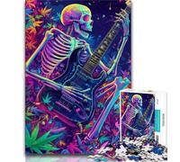 Puzzle 1000 pièces Squelette Jouant de la Guitare pour Adultes et Adolescents, défi d'intelligence cérébrale, Jouets addictifs pour la décoration de la Maison 50x75cm