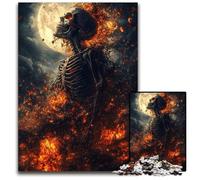 Puzzle 1000 pièces Squelette sous la Lune, Puzzle en Carton, pour Les Adolescents, Les Couples et Les Amis pour Les Anniversaires et Noël 26x38cm