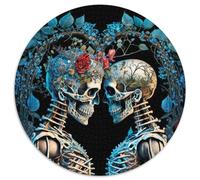 Puzzle 1000 pièces Squelettes Amoureux Puzzle Rond 1000 pièces pour Adultes pour Noël, Halloween, Pâques et Le Nouvel an (67,5x67,5cm)