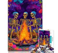 Puzzle 1000 pièces Squelettes Autour d'un feu de Joie Puzzles pour Adolescents 1000 pièces, Staycation Kill Time Enhance Love Between Couples 50x75cm