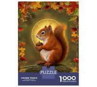 Puzzle 1000 Pièces Squirrel with Acorn in Autumn Frame pour Adolescents - Jeu De Réflexion - Cadeaux pour Femmes - Idées Cadeaux Uniques pour Un Anniversaire Ou Noël 38x26cm/1000pcs