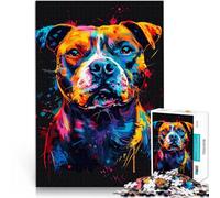 Puzzle 1000 pièces Staffordshire Bull Terrier Chien Puzzle Améliorer l'amour Entre Les Couples 19,7 po x 29,5 po