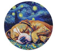 Puzzle 1000 pièces Staffordshire Bull Terrier Ciel Nocturne Puzzle Rond 1000 pièces Décoration idéale pour la Maison ou Le Bureau, Cadeau de Noël idéal 1000 pièces (67,5x67,5cm)
