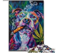 Puzzle 1000 pièces Staffordshire Bull Terrier fumant pour Adultes et Adolescents, Interaction Parent-Enfant intéressante pour réduire Le Stress 26x38cm