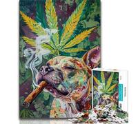 Puzzle 1000 pièces Staffordshire Bull Terrier Fumeur 1000 pièces pour Adultes et Adolescents Jouet éducatif et décompressant Cadeau du Père Noël Secret (26x38cm)